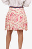 Balenciaga Beige/Pink Silk Floral Print Wrap Mini Skirt Size 38