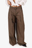 S' Max Mara Brown Pleated Belted Wide Leg Pants Size 4