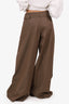 S' Max Mara Brown Pleated Belted Wide Leg Pants Size 4