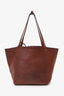 The Row Brown Saddle Leather Park Three Tote Bag With Pouch
