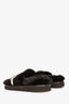 Louis Vuitton Black Fur Monogram Slides Size 38