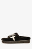 Louis Vuitton Black Fur Monogram Slides Size 38