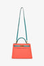 Hermès 2017 Special Order Coral/Teal Bi-Colour Epsom Leather Kelly Sellier 32