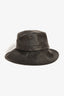 Christian Dior Black Lambskin Leather Fishnet Bucket Hat Size 58