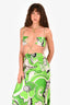 Cin Cin White/Green Satin Halter Maxi Dress Size XS