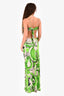 Cin Cin White/Green Satin Halter Maxi Dress Size XS