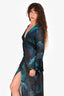 Rat & Boa Black/Blue Sheer Floral Button Down Maxi Dress Size S