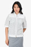Escada White Perforated Leather Zip Up Top Size 38