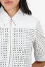 Escada White Perforated Leather Zip Up Top Size 38
