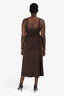 Reformation Brown Ruched Detail Sleeveless Midi Dress Size M