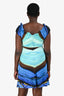 Roberto Cavalli Blue/Teal Patterned Sleeveless Mini Dress Size 44