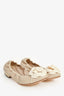 Pre-Loved Chanel™ Nude/White Leather Camellia Ballet Flats Size 37.5