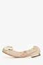 Pre-Loved Chanel™ Nude/White Leather Camellia Ballet Flats Size 37.5