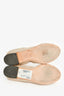 Pre-Loved Chanel™ Nude/White Leather Camellia Ballet Flats Size 37.5