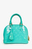 Louis Vuitton 2015 Teal Vernis BB Alma Top Handle Bag with Strap