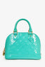 Louis Vuitton 2015 Teal Vernis BB Alma Top Handle Bag with Strap