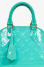 Louis Vuitton 2015 Teal Vernis BB Alma Top Handle Bag with Strap
