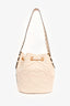 Gucci White Leather GG Marmont Medium Bucket Bag with Strap