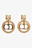 Christian Dior Gold Tone Crystal Round Drop Earrings