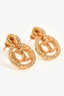 Christian Dior Gold Tone Crystal Round Drop Earrings