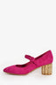 Salvatore Ferragamo Magenta Gold Block Heels Size 5