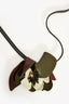 Marni Green/Burgundy Leather Floral Necklace