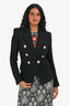 Balmain Black Tweed Double Breasted Blazer Size 34