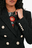 Balmain Black Tweed Double Breasted Blazer Size 34