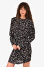 Isabel Marant Etoile Black/White Floral Printed Shoulder Padded Dress Size 40