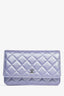 Pre-Loved Chanel™ 2021+ Purple Metallic Quilted Lambskin Wallet On Chain SHW