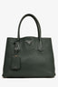 Prada Green Grained Leather Vitello Daino Top Handle Bag with Strap