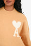 Ami Yellow Alpaca Knit White Logo Sweater Size S