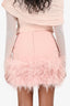 Nadine Merabi Pink Feathered Mini Skirt Size XS