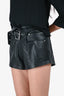 Camila Coelho Black Leather Belted Shorts Size XS