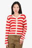 L'Academie Red/Cream Striped Button Down Knit Sweater Size S