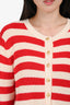 L'Academie Red/Cream Striped Button Down Knit Sweater Size S