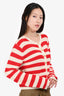 L'Academie Red/Cream Striped Button Down Knit Sweater Size S