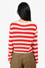 L'Academie Red/Cream Striped Button Down Knit Sweater Size S