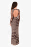 Camila Coelho Brown/Beige Butterfly Patterned Sheer Maxi Dress Size XS