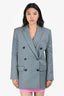 L'Academie Grey Striped Double Breasted Blazer Size XS