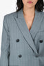 L'Academie Grey Striped Double Breasted Blazer Size XS