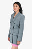 L'Academie Grey Striped Double Breasted Blazer Size XS