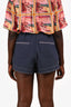 Free People Navy/Purple Rose Embroidered Shorts Size L