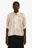 Samsoe Samsoe Yellow/Blue Foliage Printed Pleated Top Size M