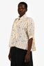 Samsoe Samsoe Yellow/Blue Foliage Printed Pleated Top Size M