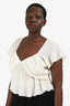 Frame White Silk Drape Details Cropped Top Size L