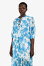 Misa White/Blue Floral Printed Long Sleeves Dress Size M