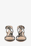 Jimmy Choo Black Patent Leather/Grey Snakeskin Embossed Sandals Size 38.5