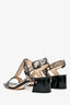 Jimmy Choo Black Patent Leather/Grey Snakeskin Embossed Sandals Size 38.5