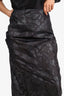 Dries Van Noten Black Nylon Draped Maxi Skirt Size 36